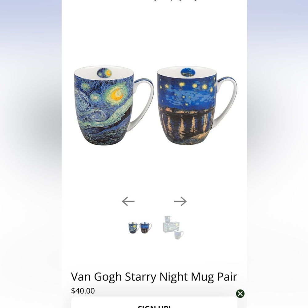 Van Gogh Starry Night Mug Pair